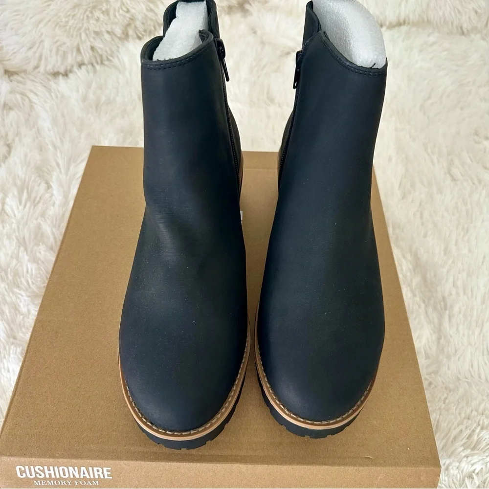 Cushionaire Ilena Wedge Ankle Booties Black Memory Foam Women’s Size 9M NWT